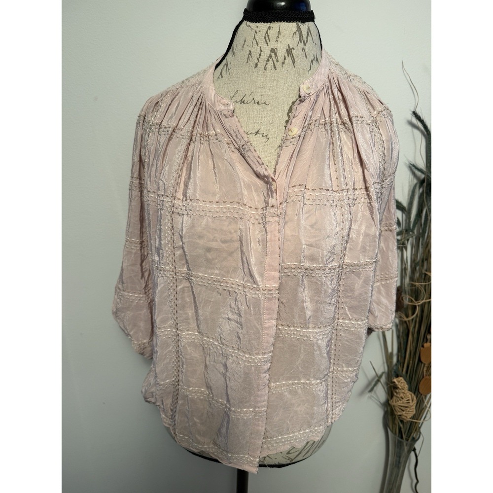 Anthropologie Sarabeth Textured Buttondown Easy Going Fit Shirt Top Size‎ Xs